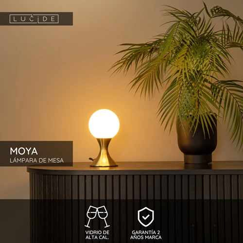 Lucide MOYA - Lámpara de mesa - Ø 12 cm - 1xG9 - Oro mate / Latón - USP